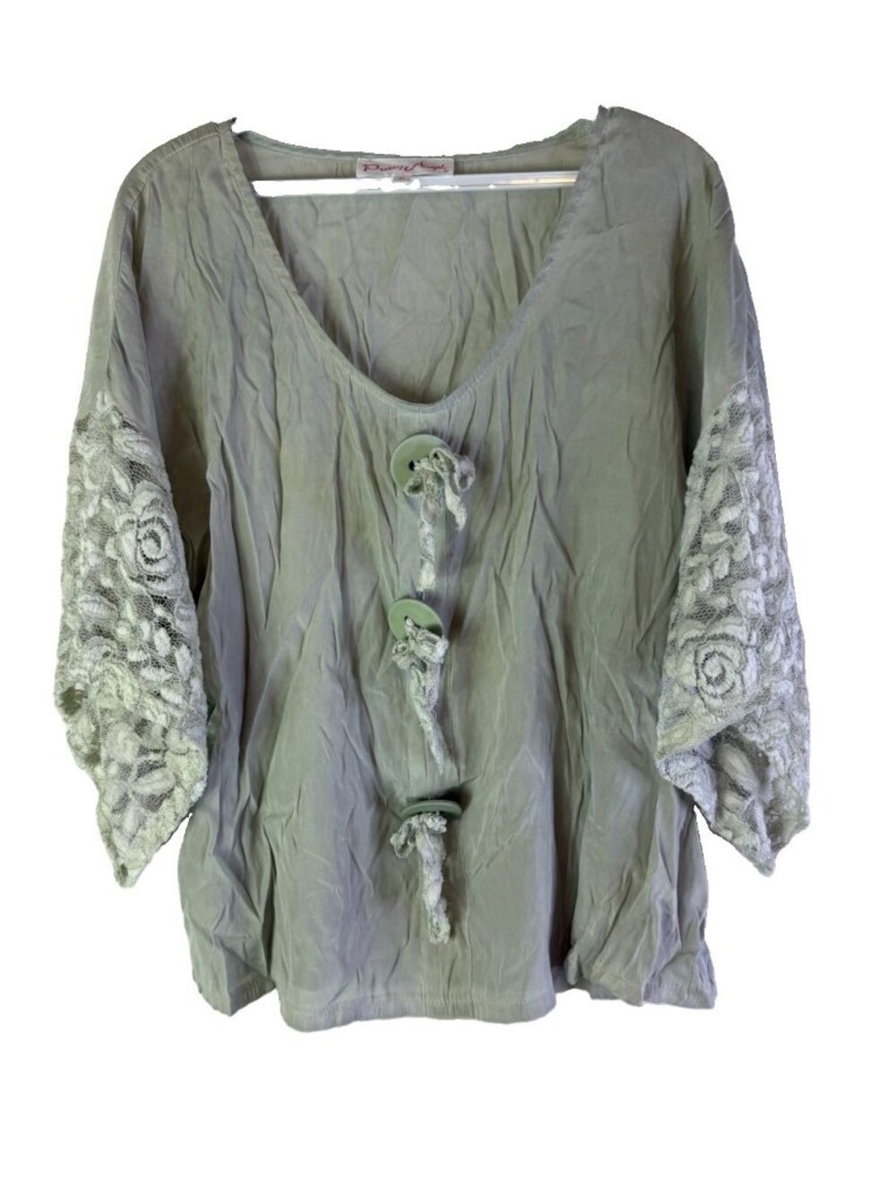 Pretty Angel Shirt Top Lace Sleeve Gauzy Flowy Fairy Lagenlook